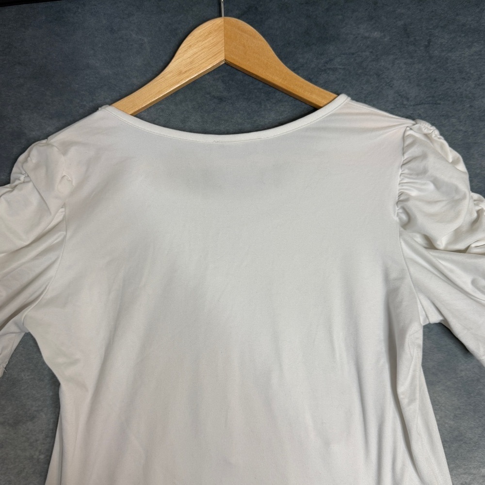 Y2K White Graphic Rhinestone Top Women’s Small TMG Made in USA Retro Clubwear - Picture 13 of 14